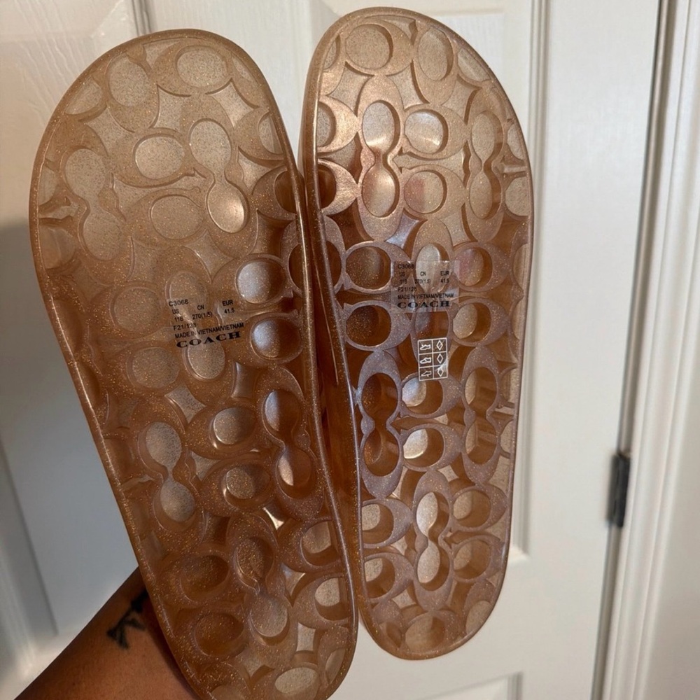 COACH Glitter Bronze Slide Sandals - Women - Picture 2 of 4